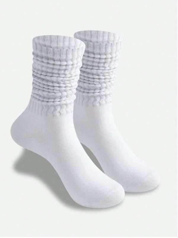 Breathable White And Black Socks, Size 38-44, Odor Control, Moisture Wicking, Crew Length, Suitable For Daily Wear, Work And Exercise