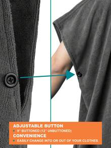 SUN CUBE Surf Poncho Changing Robe With Hood | Absorbent Quick Dry Microfiber Wetsuit Changing Towel With Pocket For Surfing Men Women (Black) - 灰色 - 查看 6