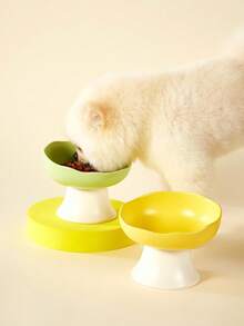 PETSIN Cat Bowl Ceramic Cat Food Bowl Dog Bowl Food Bowl Cat Bowl Rice Bowl High Footed Dog Drinking Bowl Diagonal Mouth Large Bowl Pet Specific