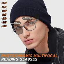 1pc Sports Photochromic Bifocal Reading Glasses, Lens With Light Sensitivity Change Function, Super Flexible TR Temples, Classic Colorblock Rectangular Frame, Simple & Comfortable Multifocal Reading Glasses - Orange - View 2
