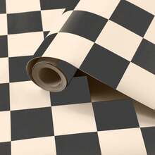 Retro Checkered Peel And Stick Wallpaper 70s Funky Checkered Contact Paper Geometric Waterproof Wallpaper Neutral Checkerboard Decor Bathroom Cabinet(Black Brown,9.8' X 15.75'') - Pink - View 7
