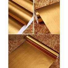 1 Roll Of Metal Texture Self-Adhesive Vinyl Wall Paper, Viscous Wallpaper, Silver/Gold Metal Stainless Steel Texture Decorative Film, Refrigerator, Dishwasher, Disinfection Cabinet Furniture Decoration, Cabinet And Dining Table Color Change Renovation Decoration,Peel And Stick Wallpaper
