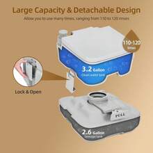 Portable Travel Toilet RV Potty 2.6 Gallon Detachable Tank & Handle Flush Pump - 1 - View 3