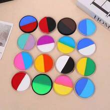 14色大容量圆形调色板水溶性绘画颜料，种类丰富，着色力强，使用顺畅，易于清洁，适用于万圣节，狂欢节，漫画大会，表演，角色扮演 - 雙色拼接 - 查看 7