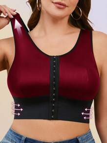 1pc New Year/Valentine's Day Waist Cincher Front Button Camisole With Built-In Cup Holder, Casual Outerwear - Burgundy - View 2