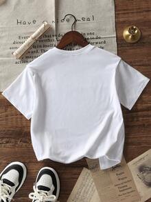 Toddler/Tween Boy' Casual Graphic Print Crewneck Short Sleeve T-Shirt, Summer Top - White - View 3