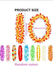 12-30Pieces Hawaiian Leis Necklace Tropical Luau Hawaii Silk Flower Lei Party Favors For Adults Birthday Summer Beach Wedding Favor - Multicolor - View 3