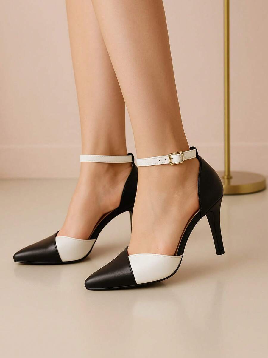 Mozione Women Heeled Sandals - Black and White - View 1