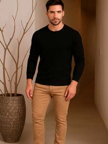 Long Sleeve Ribbed Raglan T-Shirt - 黑白套裝 - 查看 4