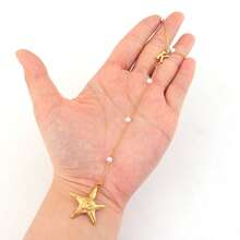 1 件时尚星鱼字母吊坠珠链项链女士