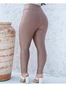 Women's Plain Riding Pants High Waist Shaping Leggings WITH POCKET Cirrê - Beige - View 1