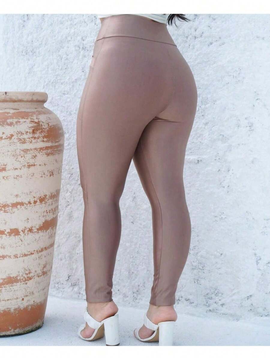 Women's Plain Riding Pants High Waist Shaping Leggings WITH POCKET Cirrê - Beige - View 1