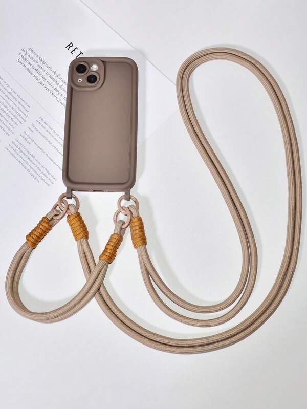 3pcs Set Korean-Style Brown Short/Long Strap Lanyard Crossbody Compatible With Iphone 14 Pro Max/13/11/XS Max/12 Pro/8/7 Plus Phone Cases, Simple Soft Covers