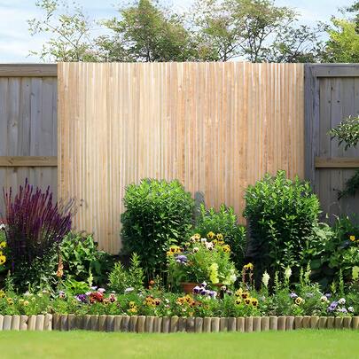 Natural Bamboo Privacy Fence Screen, Privacy Bamboo Slat Fence, 6 Ft H X 16 Ft L Decorative Bamboo Screen Panel, For Garden, Backyard, Balcony, Patio, Pool Side