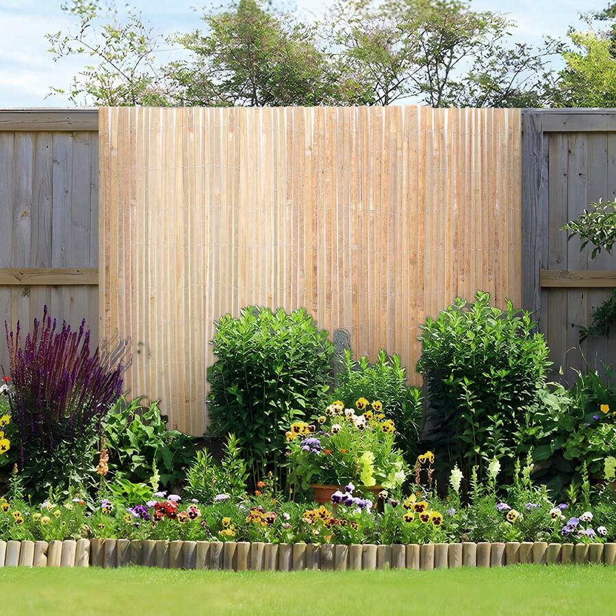 Natural Bamboo Privacy Fence Screen, Privacy Bamboo Slat Fence, 6 Ft H X 16 Ft L Decorative Bamboo Screen Panel, For Garden, Backyard, Balcony, Patio, Pool Side - 6 Ft H X 16 Ft L - View 1