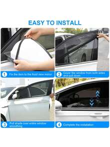 2件/4件/套汽车遮阳网防蚊隔热防紫外线玻璃防晒网反光遮阳篷防护窗膜轿车SUV - 均碼 - 查看 9