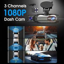 1080P Dash Cam Dual/Triple Lens For Cars, Feature 4 IR Cabin Light And Clearer Night Vision, Built In G-Sensor And Loop Recording, 24 Hours Parking Guard, Easy To Install And Setup - 2個鏡頭(無卡) - 查看 16
