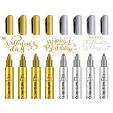 4pcs/2pcs/1pc Set Elegant Gold & Silver Calligraphy Pens With Waterproof Glitter Ink, For Writing Wedding, Birthday, Mother's Day Cards, Thankfulness Letters To Mom, Invitations, Envelopes, DIY Crafts, Invitation Pens, Markers