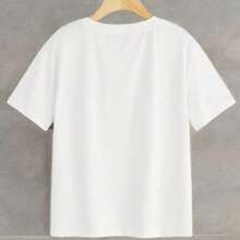 Dama joven playera cuello redondo manga corta gym mujer juvenil moda chopis suave primavera verano jardín casual viaje diseño de amour - Blanco - Ver 4