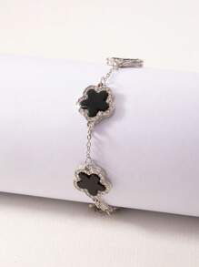 2 pièces/set Bracelet classique mode noir, blanc, trèfle, set