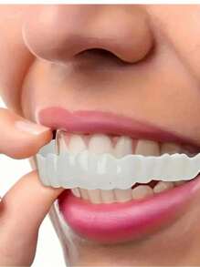 4 Stück Comfort Flex weiße Zahnverblendungen, temporäre Lächeln-Verbesserer für Ober- und Unterkiefer, perfektes Lächeln für den täglichen Gebrauch und Halloween