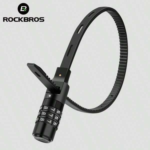 ROCKBROS Cadeado de combinação para capacete, cadeado antirroubo de nylon de 54 cm para capacete de bicicleta, motocicleta, e-bike, scooter, 3 dígitos