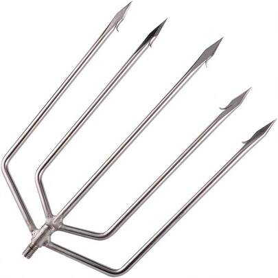  Cyfie Stainless Steel Fishing Gig Gaff Hook With 8mm Screw, Harpoon Hook For Hunting Fish Flounder Frog Gig In Pond River Lake, Capable For Fishing Gaff Gig Pole