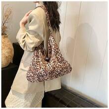 Lässige Umhängetasche mit großem Fassungsvermögen und Leopardenmuster, geeignet zum Einkaufen und Flanieren