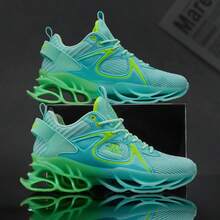 Blade 男士百搭针织网眼透气增高休闲跑步运动鞋 - 藍色 - 查看 3