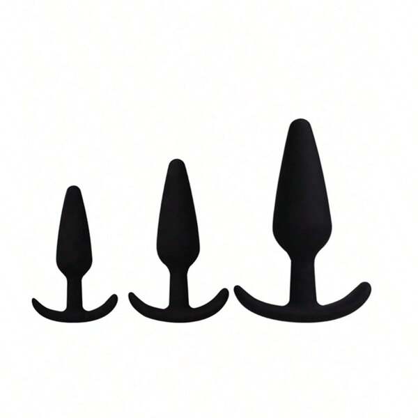 Juego de 3 piezas de juguetes anales con forma de ancla. Tapones anales de silicona negra seguros para adultos, productos sexuales, masajeadores y entrenadores, tanto para hombres como para mujeres