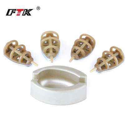 4 قطع قفص طعم السمك الفضي من الصلب مخلوط بأوزان مختلفة (مع قوالب) - مناسب للصيد بأدوات الصيد وعلب الطعام