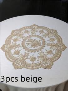 1pc, Exquisite Round Lace Tablecloth-Unique Hollow Design With Crochet Flower Pattern, Thermal Insulation, Woven Materials, Multifunctional Table Mats, Coasters, Placemats-Retro Style, Bedside Table Decoration, Dust Cover, Room Decoration Lace Tablecloth, Mother's Day Gift.