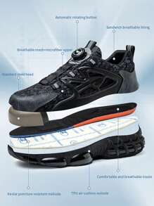 Vatertags Geschenk 1 Paar schwarze leichte Sicherheitsschuhe mit Stahlkappe für Herren und Damen, atmungsaktive Stahlkappen Trainer Schuhe mit Gummisohle für Outdoor Arbeit, Sportschuhe, zum Schutz vor Aufprall und Durchstich, geeignet für Lagerhäuser, Gärtnerei, Schmiedewerkstatt