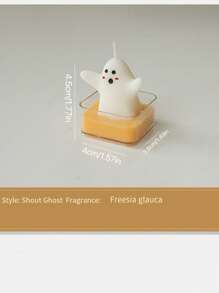 1pc Halloween Pumpkin & Ghost Scented Candle, White Smokeless, Suitable For Home, Pool, Bar, Gifts, Birthday Celebration Party, Wedding Decoration And Emergency. Halloween, Ghost Festival, Autumn, Holiday, Christmas, Winter, Holiday, Festival, Room Decor, Gift, Handmade, Size: 1.65in*1.45in Home Decor Halloween Decor