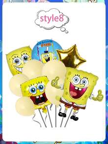 SpongeBob SquarePants 海绵宝宝和铝箔气球和彩色卡通乳胶气球海绵宝宝和派大星形状人物铝箔气球 - 彩色 - 查看 14