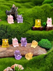 6/12/24pcs Miniature Capybara Ornament, Mini Capybara Resin Charms Glow In The Dark Little Capybara Capybara Mini Luminous Capybara Mini Resin Figurines Tiny Animals Ornament Toy For Jewelry Making Garden Micro Landscape Aquarium Decorations Garden Decoration Outdoor Decor Garden Accessories Fairy House Decoration