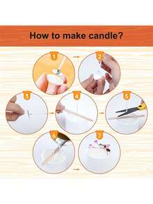 165pcs/Set Candle Wicks, 20cm/7.87in Pre-Waxed Low Smoke Candle Making Kit, Includes 100pcs Wicks, 5pcs Wick Holders And 60pcs Glue Dots, Suitable For Soy Beeswax Candle Making For Adults - White - View 5