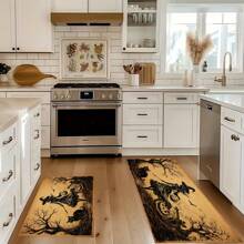 1 pieza Felpudo de goma con estampado de bruja de Halloween, árbol desnudo y gato, tapete para baño, cocina, lavandería, decoración de ambiente festivo, decoración para el hogar, fiesta, boda, cocina