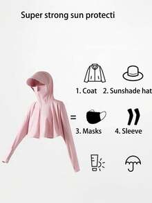 1pc Ice Silk Hooded Sunscreen Jacket, Women's New Summer Riding Sunscreen Hooded Breathable Sunscreen Shawl, Driving Sun Protection Clothing, Beach Essentials, Beach Accessories, Beach Hat - Multicolor - View 8