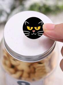 500 pièces Stickers décoratifs d'Halloween de 2,5 cm, motif mignon de citrouilles, chats et fantômes, stickers autocollants, set de stickers thème Halloween adorable pour le DIY, l'emballage cadeau, la décoration de cartes, la décoration de fête, adapté pour la célébration d'Halloween et la décoration de la maison