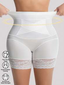 Pantalones de cintura alta estilizantes para posparto para mujeres, leggings moldeadores de control del estómago y entrenamiento de la cintura - Blanco - Ver 5