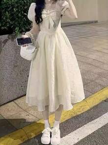 Women Midi Dresses - 杏 - 查看 5