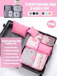 6pcs/Set Foldable Travel Organizer Bag Set, Portable Packing Cubes For Clothes, Underwear, Cosmetics, Jewelry, Suitable For Luggage, Suitcase, Bedroom, Wardrobe, Back To School, Vacation, Beach, Holiday Trips,Boho Vibes - Multicolor - View 12