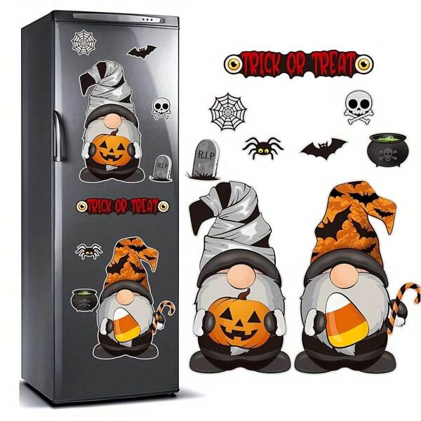 9 Pack Holiday Gnome Fridge Magnets Gnome Fridge Magnets Garage Door Magnet Stickers St. Patrick's Day Easter New Year Magnets Home Kitchen Metal Door Car Decorations (Scary Gnome)