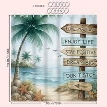 1/4 件棕榈树主题浴室套装，包括浴帘、浴垫、U 型马桶盖、马桶盖罩、时尚窗帘/帷幔、防水浴帘，无需钻孔，由涤纶制成，可机洗浴室装饰