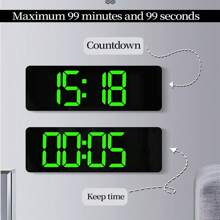 TRMVY 13/16 Inch Large Display Digital Wall Clock LED Digital Clock Time Temp Date Week Display Table Clock Wall-Mounted Dual Alarms LED Clocks, Timer, Automatic Dimming, For Home Living Room And Office Decoration