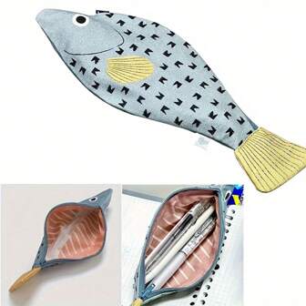 Fish & Puffer Fish Pencil Case, Novel Pencil Storage Set, Fish Shaped Pencil Box, Durable Zipper Stationery Pouch Suitable For School And Office Supplies,School Supplies,Back To School