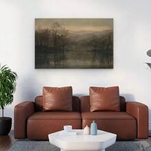 Framed Vintage Moody Abstract Landscape Painting | Dark Wall Art | Antique Rustic Forest Art Print | Nature Printable Poster | Dark Wall Decor