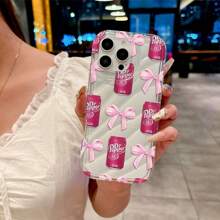 Bow-Knot 1pc Transparent Bow Drink Bottle Design Phone Case, Silicone Airbag Shock-Proof, Personalized Phone Case Compatible With IPhone 7/7Plus/8/8Plus/X/XR/XS/XS Max/11/11Pro/11Pro Max/12/12Pro/12Pro Max/13/13Pro/13Pro Max/14/14Pro/14Pro Max/14Plus/15/15Pro/15Pro Max