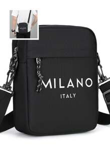 Borsa a tracolla Oxford da uomo, stile casual, Milano Italia, di grande capienza, borsello verticale Oxford, cinturino regolabile, borsa a spalla per pendolarismo quotidiano, colore nero - non lavare, disponibile in vari stili